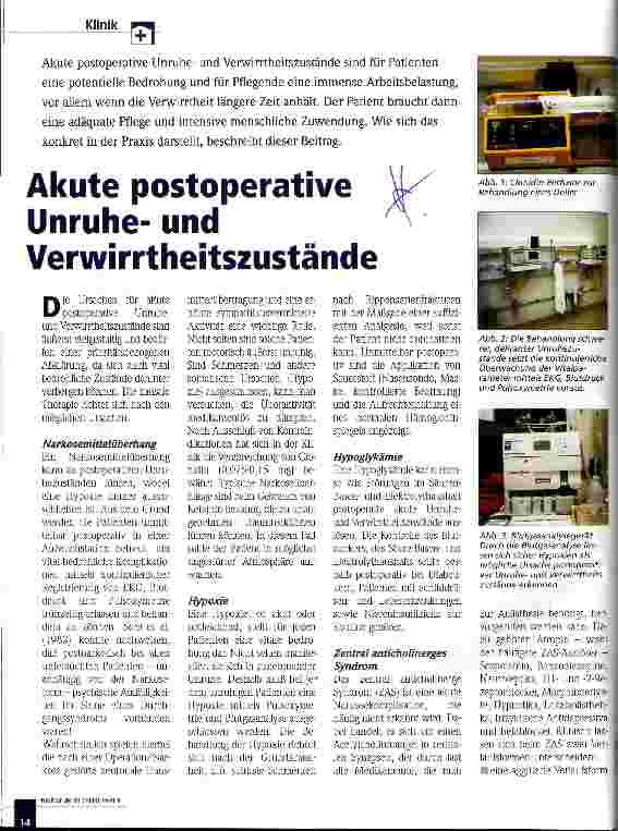 Vorschauseite 1: Akute postoperative Unruheund Verwirrtheitszustände