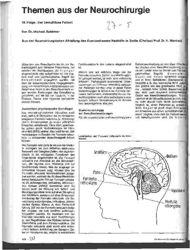 Vorschauseite 1: Themen aus der Neurochirurgie 19. Folge: Der bewußtlose Patient