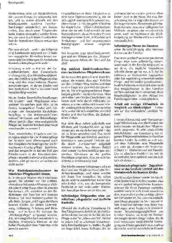 Vorschauseite 3: 20 Jahre Ambulante Kinderkrankenpflege in Deutschland Entwicklung und Ist-Situation