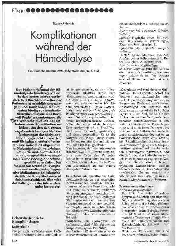 Vorschauseite 1: Komplikationen während der Hämodialyse