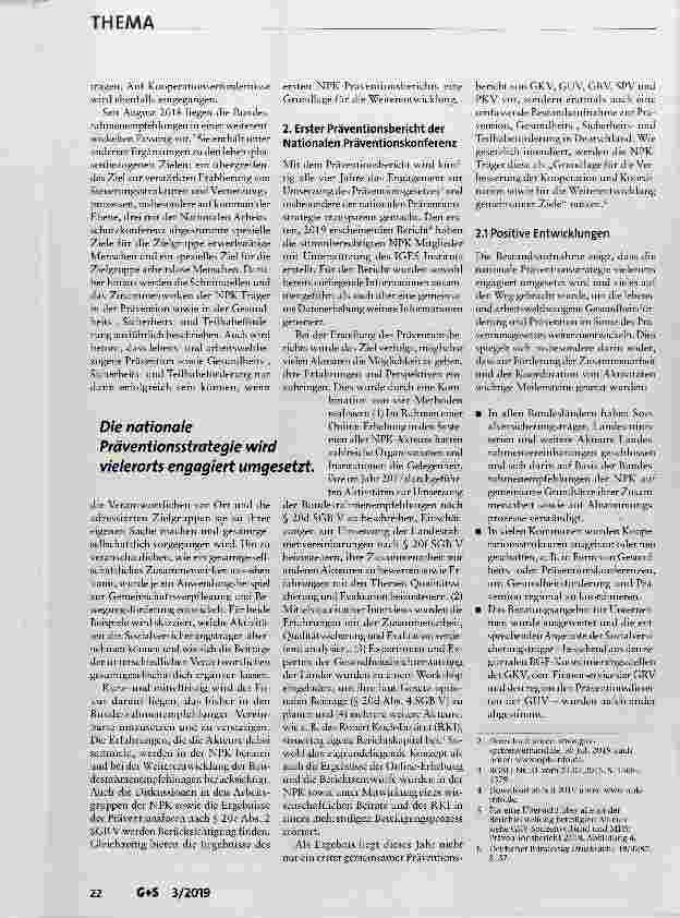 Vorschauseite 3: Gesundheitsförderung und Prävention: Mit der nationalen Präventionsstrategie schon in gesamtgesellschaftliche Bahnen gelenkt?