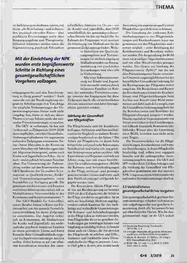 Vorschauseite 6: Gesundheitsförderung und Prävention: Mit der nationalen Präventionsstrategie schon in gesamtgesellschaftliche Bahnen gelenkt?