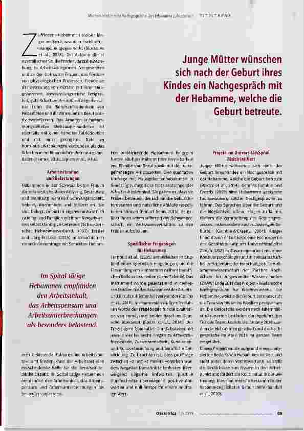 Vorschauseite 2: Machen telefonische Nachgespräche die Hebammen zufriedener?