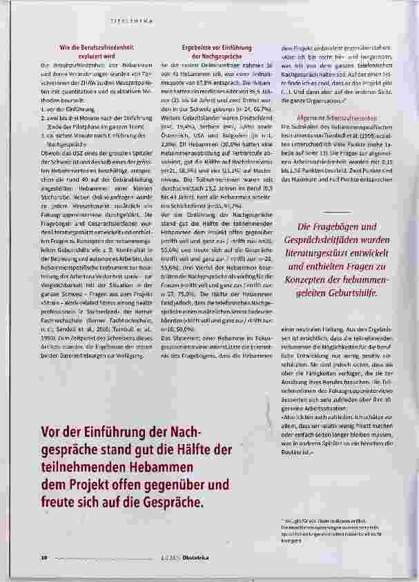 Vorschauseite 3: Machen telefonische Nachgespräche die Hebammen zufriedener?