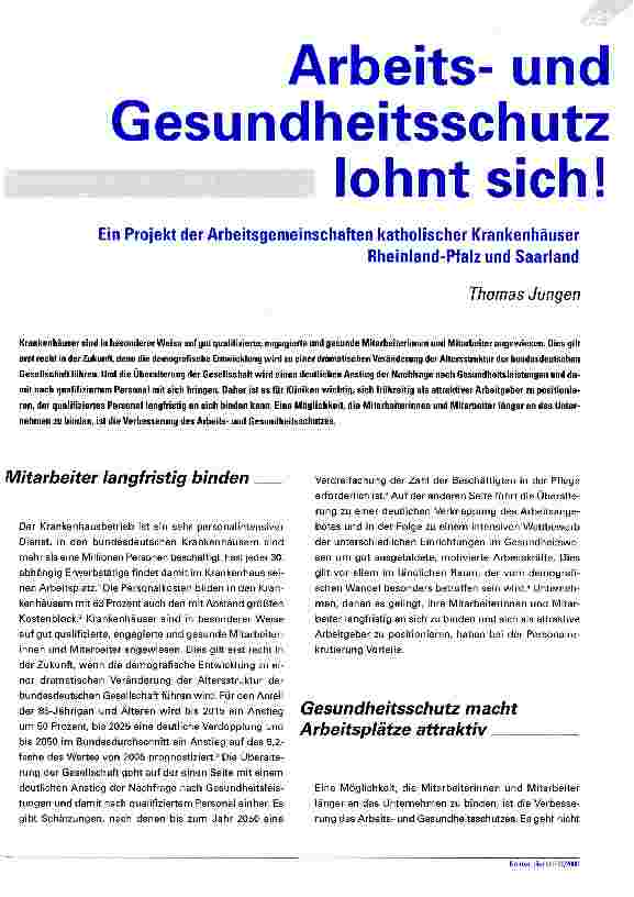 Vorschauseite 1: Arbeitsund Gesundheitsschutz —lohnt sich!