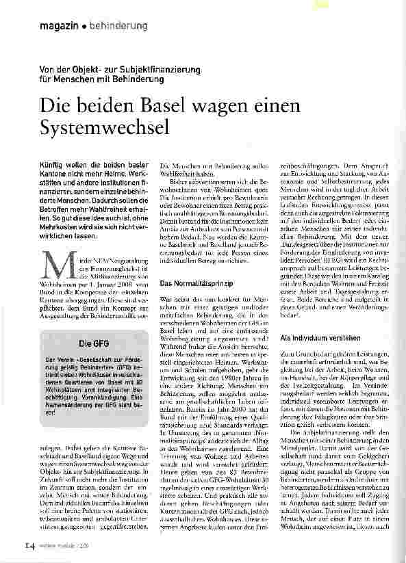Vorschauseite 1: Die beiden Basel wagen einen Systemwechsel