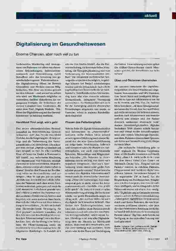 Vorschauseite 1: Digitalisierung im Gesundheitswesen