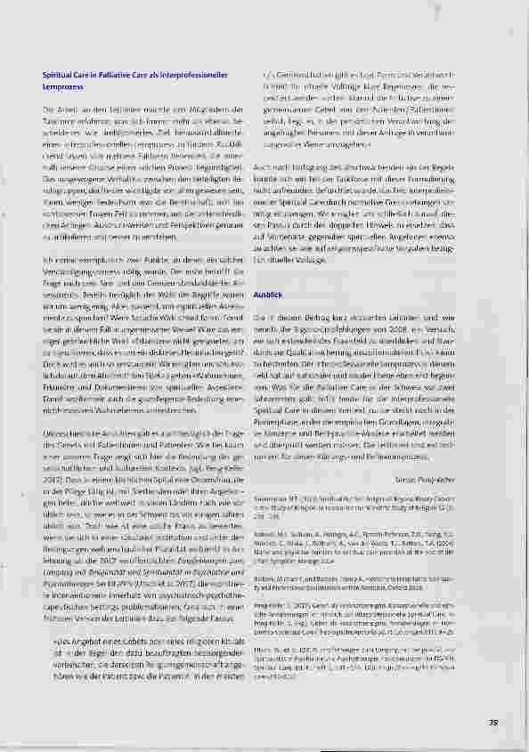 Vorschauseite 4: SPIRITUAL CARE Interprofessionelle Spiritual Care im Kontext von Palliative Care Erläuterungen zu den neuen Leitlinien von palliative ch