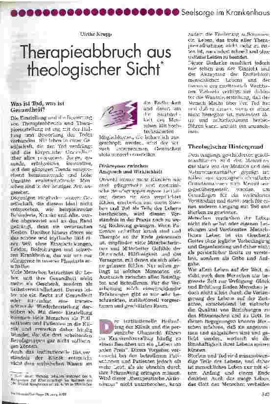 Vorschauseite 1: Therapieabbruch aus theologischer Sicht
