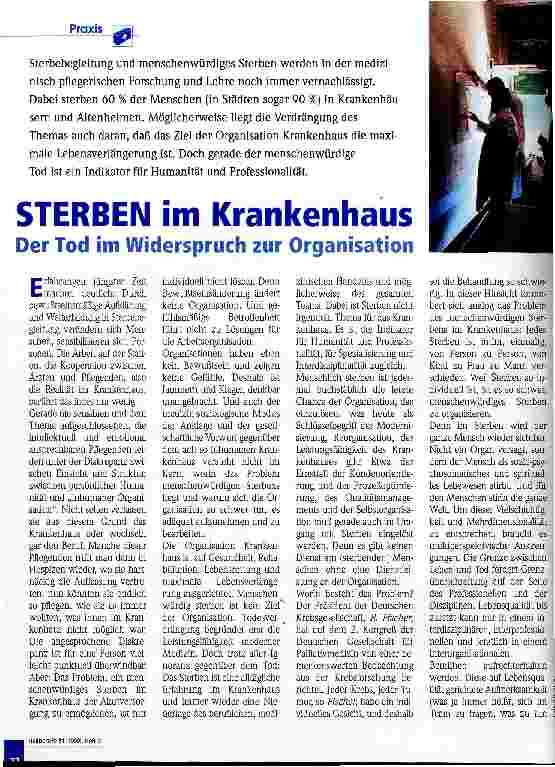 Vorschauseite 1: STERBEN im Krankenhaus Der Tod im Widerspruch zur Organisation
