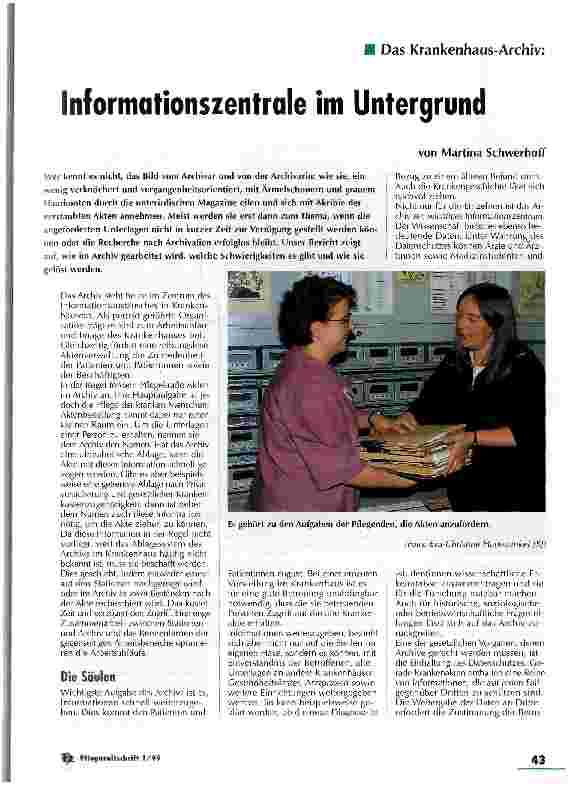 Vorschauseite 1: Das Krankenhaus-Archiv: Informationszentrale im Untergrund