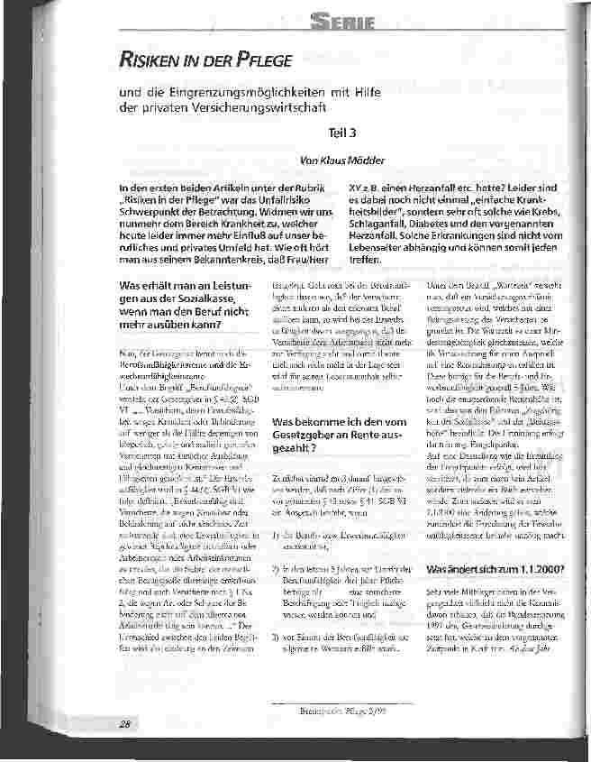 Vorschauseite 1: Risiken in der Pflege
