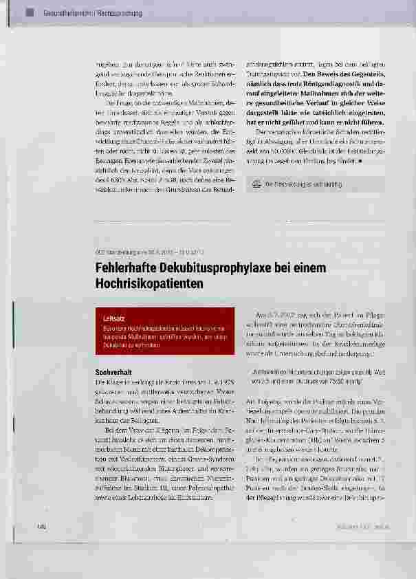 Vorschauseite 4: Gesteigerte Befunderhebungspflichten bei Patienten mit diabetischer Polyneuropathie