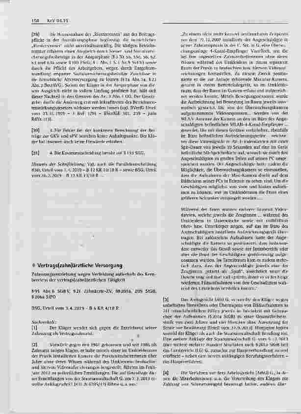 Vorschauseite 1: Vertrags(zahn)ärztliche Versorgung Zulassungsentziehung wegen Verfehlung außerhalb des Kernbereichs der vertrags(zahn)ärztlichen Tätigkeit