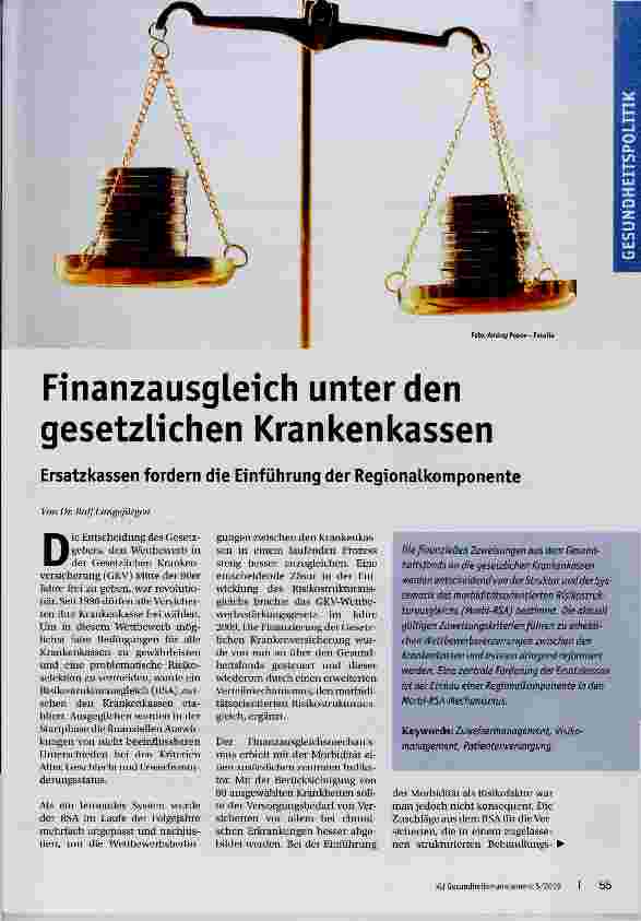 Vorschauseite 1: Finanzausgleich unter den gesetzlichen Krankenkassen