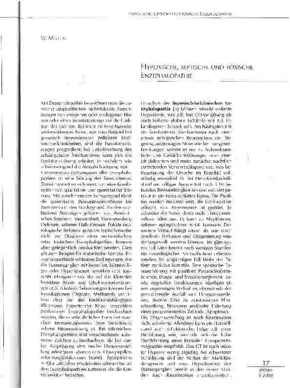 Vorschauseite 1: HYPOXISCHE, SEPTISCHE UND TOXISCHE ENZEPHALOPATHIE