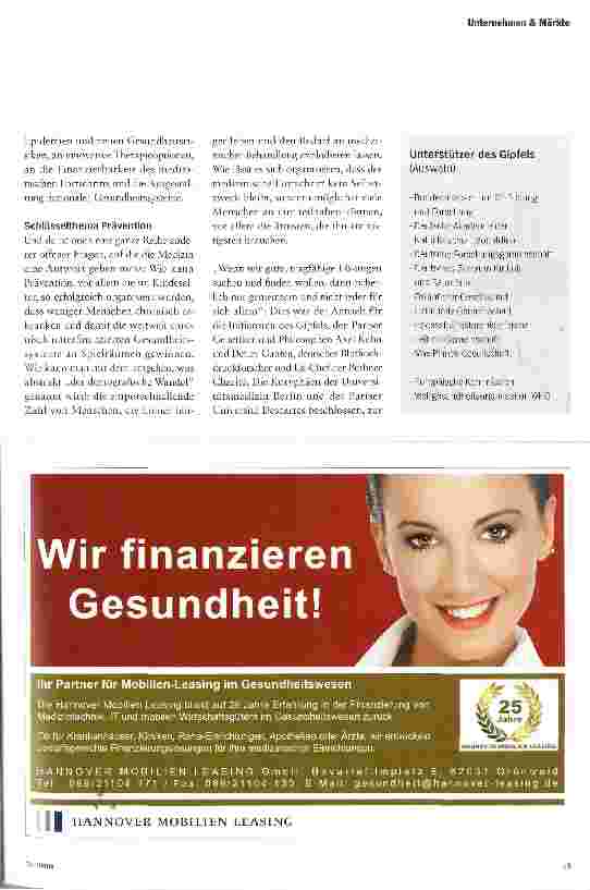 Vorschauseite 4: Der G8-Gipfel der Medizin