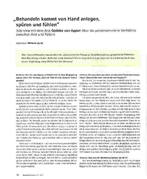 Vorschauseite 1: Behandeln kommt von Hand anlegen, spüren und fühlen