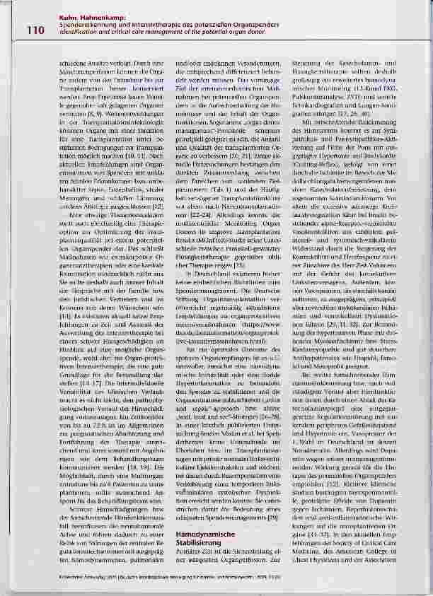 Vorschauseite 3: Spendererkennung und Intensivtherapie des potenziellen Organspenders