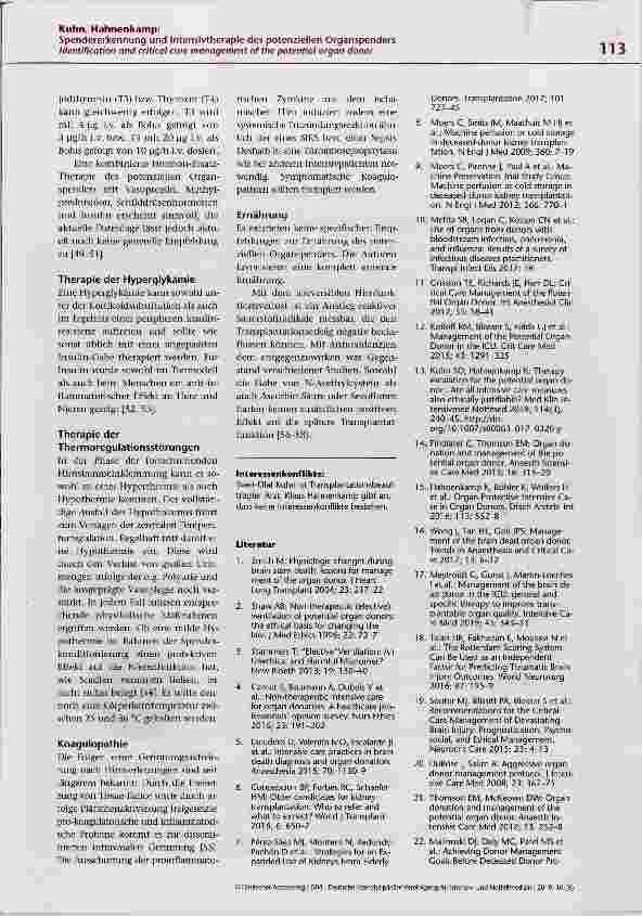 Vorschauseite 6: Spendererkennung und Intensivtherapie des potenziellen Organspenders