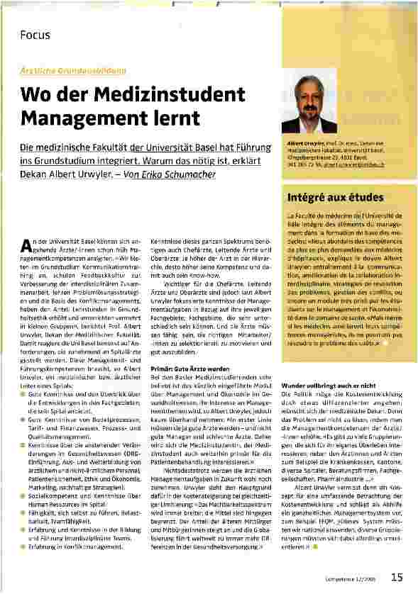 Vorschauseite 1: Wo der Medizinstudent Management lernt