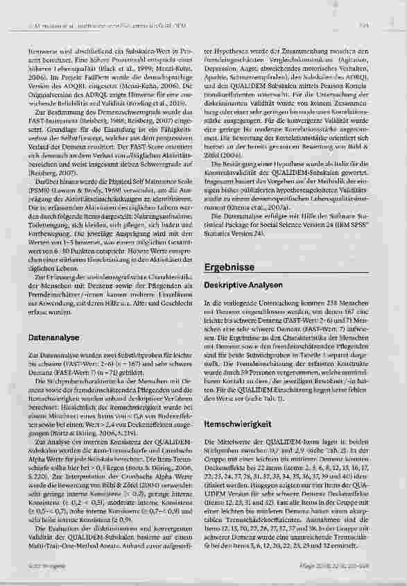 Vorschauseite 5: Interne Konsistenz und Konstruktvalidität des demenzspezifischen Lebensqualitätsinstruments QUALIDEM