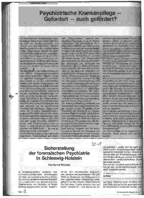 Vorschauseite 1: Sicherstellung der forensischen Psychiatrie in Schleswig-Holstein