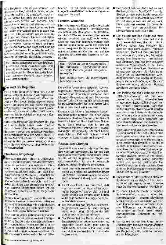 Vorschauseite 2: Begleitung unheilbarer Kranker Die Rolle des Seelsorgers bei unheilbar Kranken