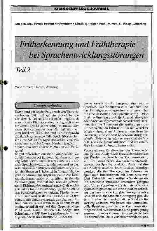 Vorschauseite 1: Früherkennung und Frühtherapie bei Sprachentwicklungsstörungen Teil 2