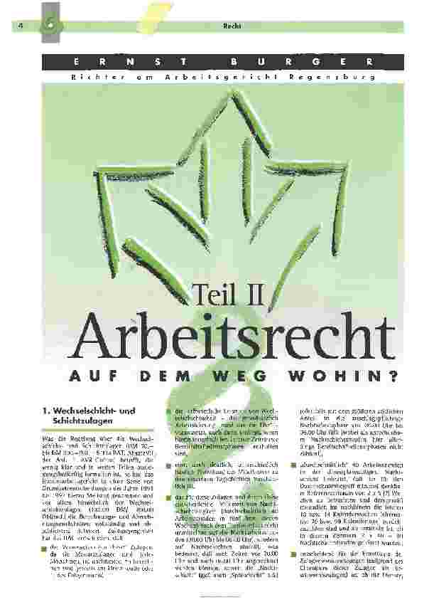 Vorschauseite 1: Arbeitsrecht, auf dem Weg wohin? Teil II