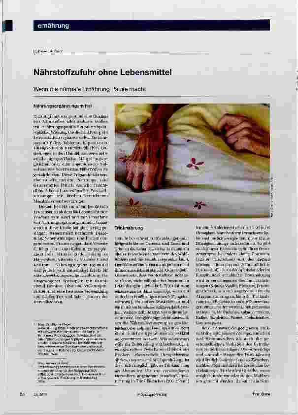 Vorschauseite 1: Nährstoff Zufuhr ohne Lebensmittel