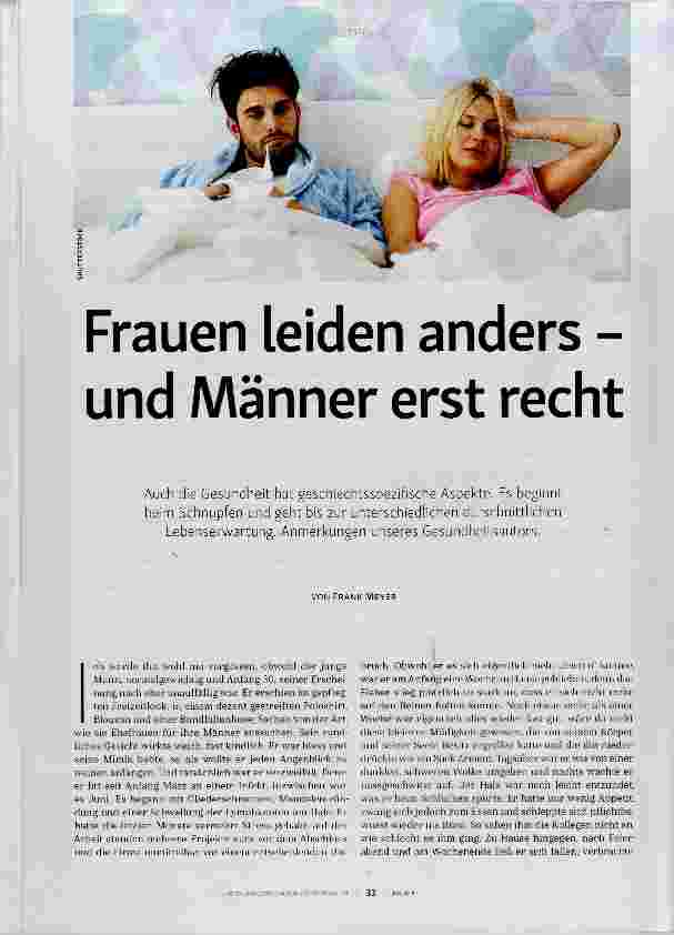 Vorschauseite 1: Frauen leiden anders - und Männer erst recht