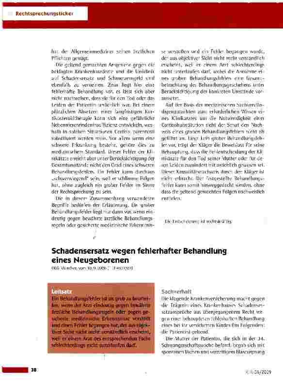 Vorschauseite 4: Schadensersatz wegen einer dauerhaften Kortisontherapie