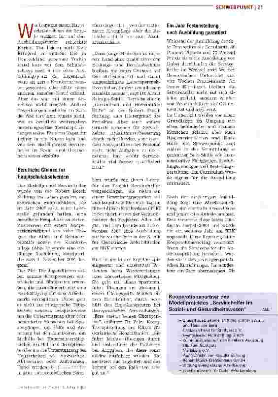 Vorschauseite 2: Modellprojekt ServicehelferService als Chance