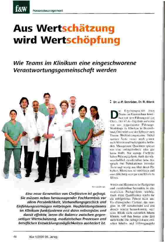 Vorschauseite 1: Aus Wertschätzung wird WertschöpfungWie Teams im Klinikum eine eingeschworene Verantwortungsgemeinschaft werden