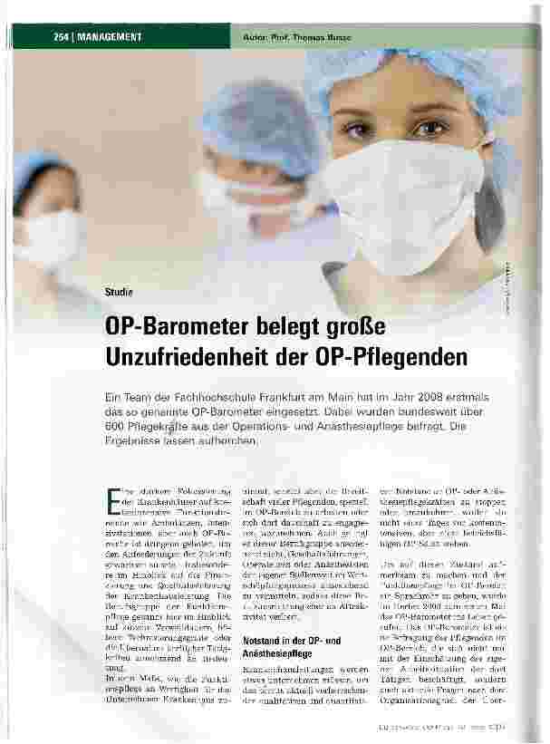 Vorschauseite 1: OP-Barometer belegt große Unzufriedenheit der OP-Pflegenden