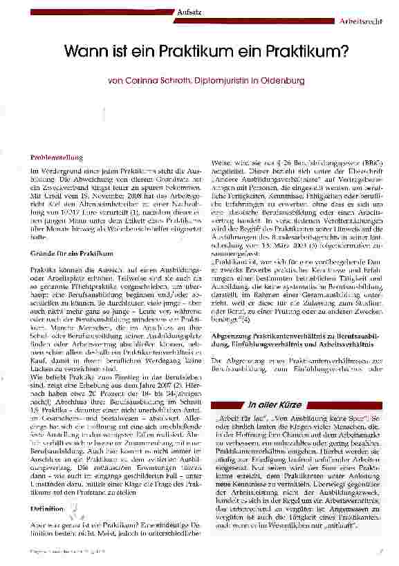 Vorschauseite 1: Wann ist ein Praktikum ein Praktikum?