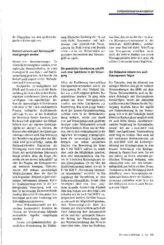 Vorschauseite 3: Innovative Versorgungskonzepte in der Krebstherapie