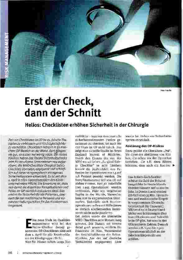 Vorschauseite 1: Erst der Check, dann der Schnitt