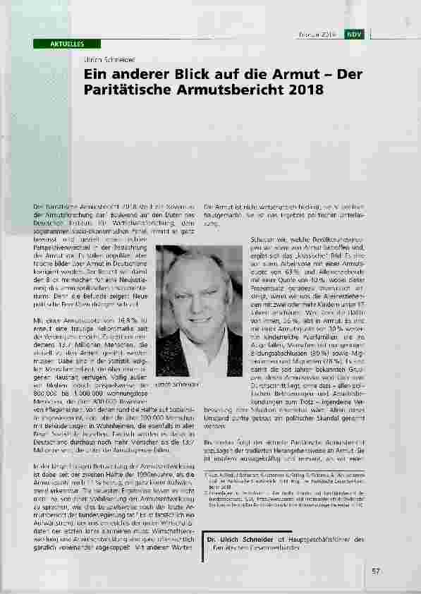 Vorschauseite 1: Ein anderer Blick auf die Armut - Der Paritätische Armutsbericht 2018