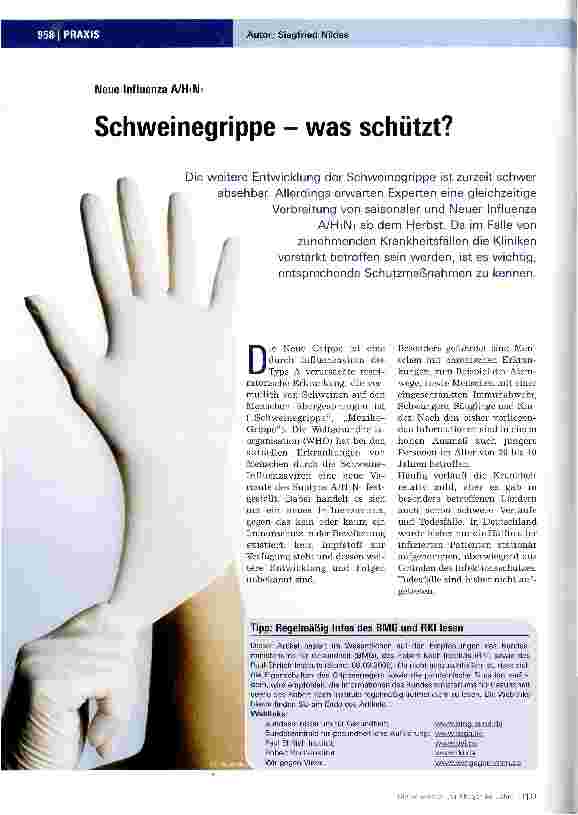 Vorschauseite 1: Schweinegrippe - was schützt?
