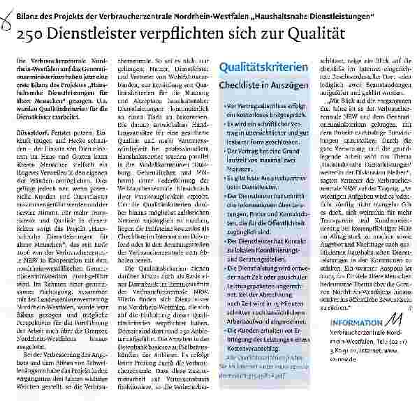 Vorschauseite 1: 250 Dienstleister verpflichten sich zur Qualität