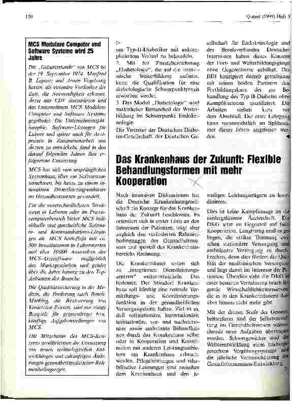 Vorschauseite 1: Das Krankenhaus der Zukunft: Flexible Behandlungsformen mit mehr Kooperation