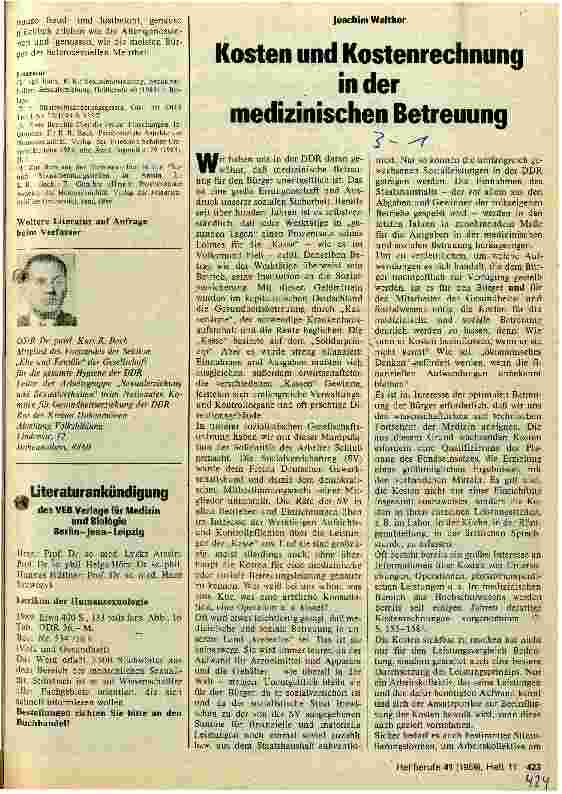 Vorschauseite 1: Kosten und Kostenrechnung in der medizinischen Betreuung