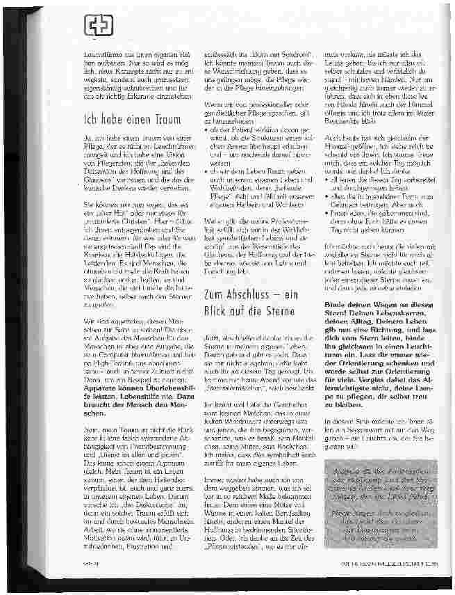 Vorschauseite 5: Spanne deinen Wagen an die Sterne Vortrag von Sr.Liliane Juchli, den sie anläßlich Ihres Abschieds von der öffentlichen Pflege-Szene gehalten am 28 Feb. 1998 in Barnatal hielt.