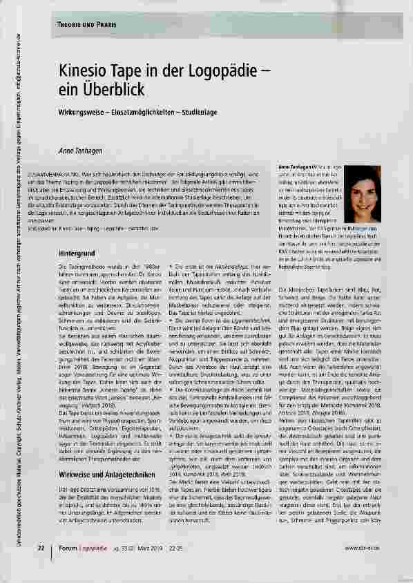 Vorschauseite 1: Kinesio Tape in der Logopädie ein Überblick
