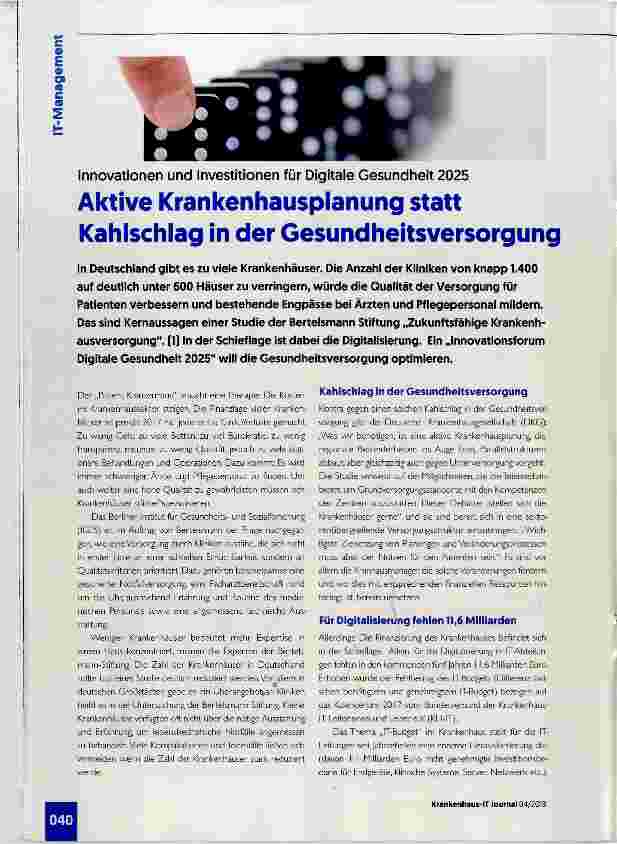 Vorschauseite 1: Aktive Krankenhausplanung statt Kahlschlag in der Gesundheitsversorgung
