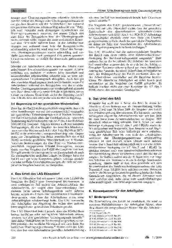 Vorschauseite 3: Urlaubsanspruch trotz Dauererkrankung: Die Schultz-Hoff-Entscheidung des EuGH und ihre Folgen