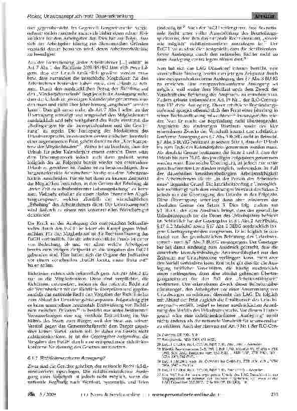 Vorschauseite 4: Urlaubsanspruch trotz Dauererkrankung: Die Schultz-Hoff-Entscheidung des EuGH und ihre Folgen