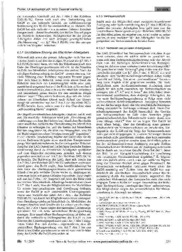 Vorschauseite 6: Urlaubsanspruch trotz Dauererkrankung: Die Schultz-Hoff-Entscheidung des EuGH und ihre Folgen